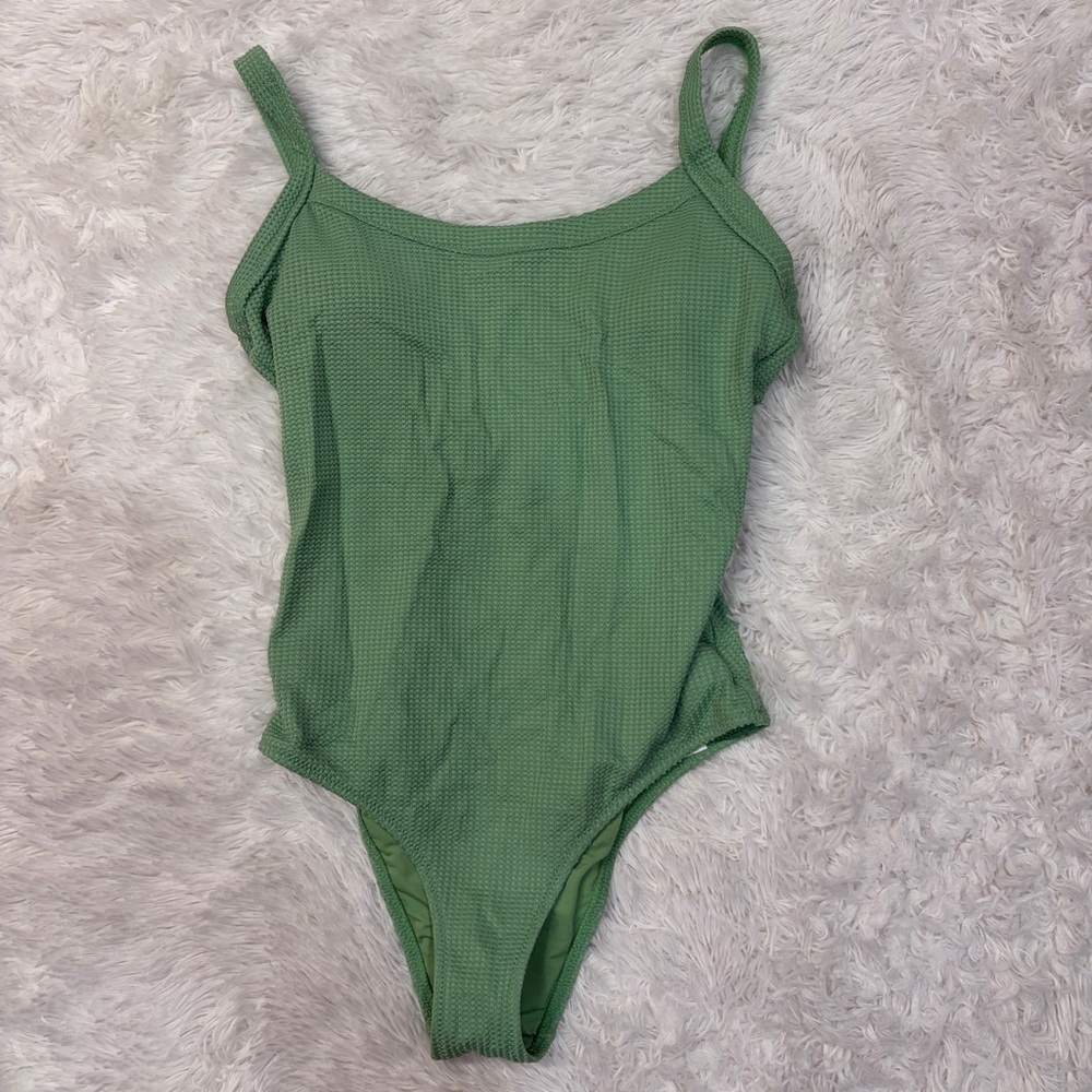 Aerie Waffle Scoop One-Piece Swimsuit in Midday Mint - Picture 2 of 5